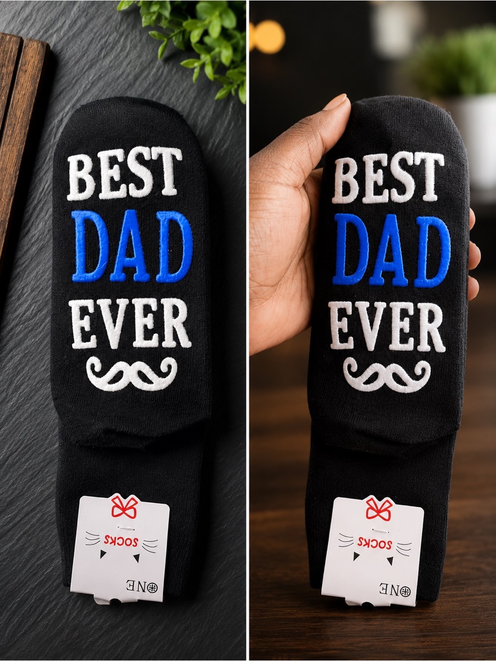 Best Dad Ever Men's Black Crew Socks
